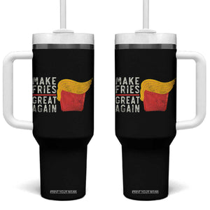 Funny Fries Tumbler With Handle Vintage Make Fries Great Again TS10 One Size: 40 oz Black Print Your Wear