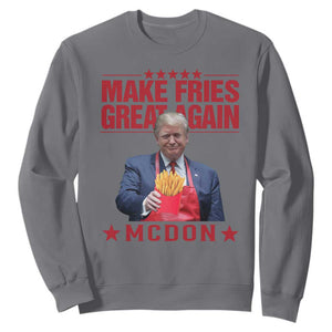 Funny Trump 2024 Sweatshirt McDon Trump Makes Fries Great Again TS10 Charcoal Print Your Wear