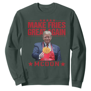 Funny Trump 2024 Sweatshirt McDon Trump Makes Fries Great Again TS10 Dark Forest Green Print Your Wear