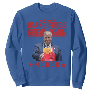 Funny Trump 2024 Sweatshirt McDon Trump Makes Fries Great Again TS10 Royal Blue Print Your Wear