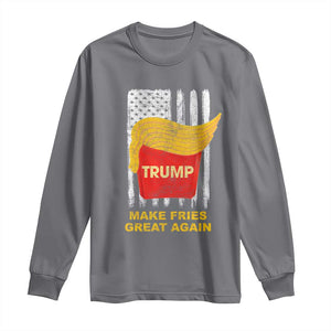 Funny Trump 2024 Long Sleeve Shirt President Trump Makes Fries Great Again US Flag TS10 Charcoal Print Your Wear