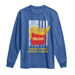 Funny Trump 2024 Long Sleeve Shirt President Trump Makes Fries Great Again US Flag TS10 Royal Blue Print Your Wear