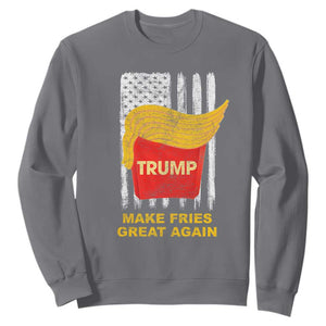 Funny Trump 2024 Sweatshirt President Trump Makes Fries Great Again US Flag TS10 Charcoal Print Your Wear