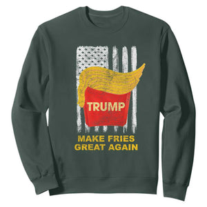 Funny Trump 2024 Sweatshirt President Trump Makes Fries Great Again US Flag TS10 Dark Forest Green Print Your Wear