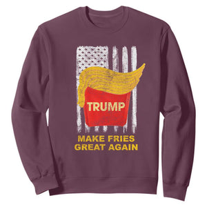 Funny Trump 2024 Sweatshirt President Trump Makes Fries Great Again US Flag TS10 Maroon Print Your Wear