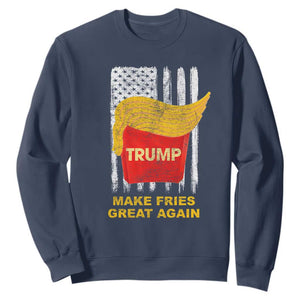 Funny Trump 2024 Sweatshirt President Trump Makes Fries Great Again US Flag TS10 Navy Print Your Wear