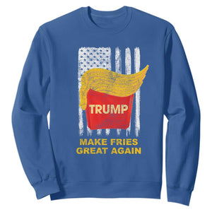 Funny Trump 2024 Sweatshirt President Trump Makes Fries Great Again US Flag TS10 Royal Blue Print Your Wear