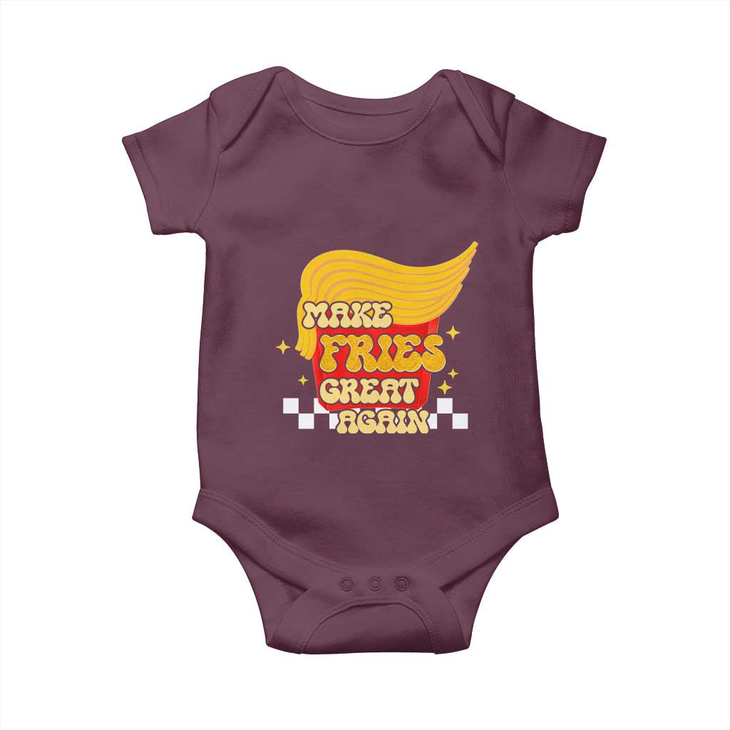 Funny Fries Baby Onesie Make Fries Great Again Checkered TS10 Maroon Print Your Wear