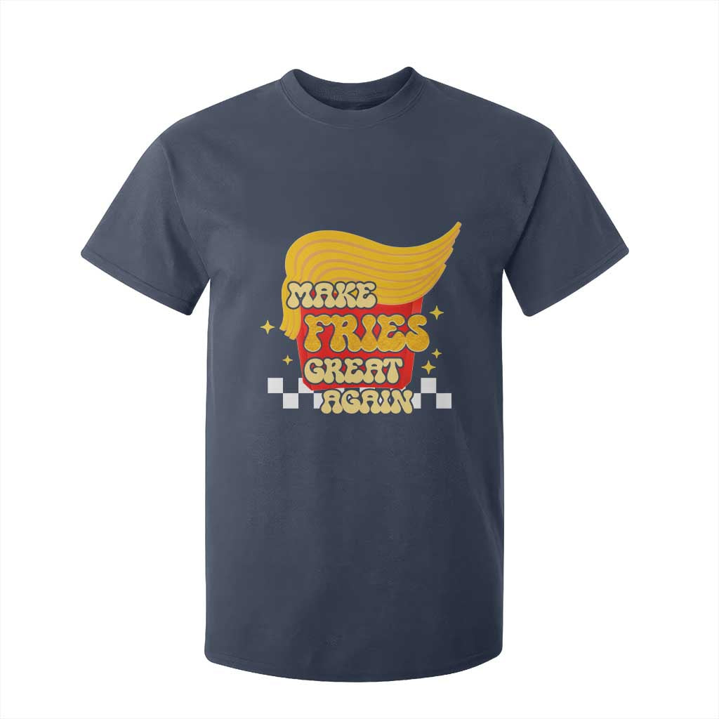 Funny Fries T Shirt For Kid Make Fries Great Again Checkered TS10 Navy Print Your Wear