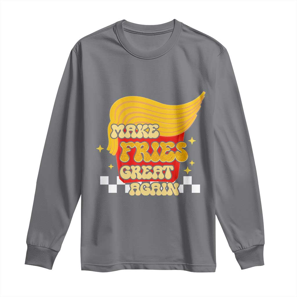 Funny Fries Long Sleeve Shirt Make Fries Great Again Checkered TS10 Charcoal Print Your Wear