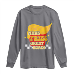 Funny Fries Long Sleeve Shirt Make Fries Great Again Checkered TS10 Charcoal Print Your Wear