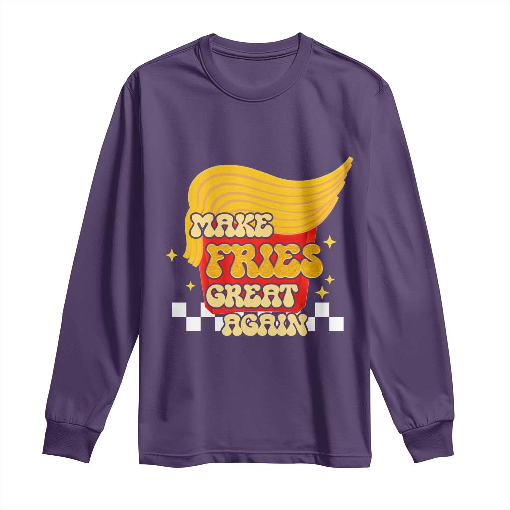 Funny Fries Long Sleeve Shirt Make Fries Great Again Checkered TS10 Purple Print Your Wear