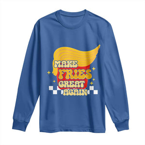 Funny Fries Long Sleeve Shirt Make Fries Great Again Checkered TS10 Royal Blue Print Your Wear