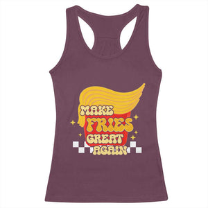 Funny Fries Racerback Tank Top Make Fries Great Again Checkered TS10 Maroon Print Your Wear