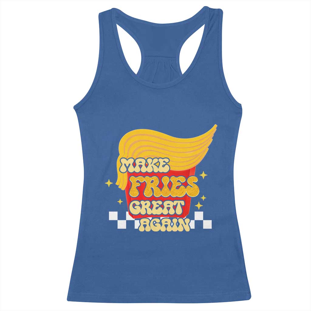 Funny Fries Racerback Tank Top Make Fries Great Again Checkered TS10 Royal Blue Print Your Wear