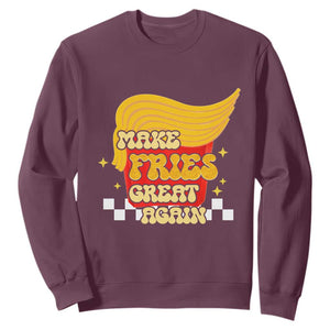 Funny Fries Sweatshirt Make Fries Great Again Checkered TS10 Maroon Print Your Wear