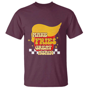 Funny Fries T Shirt Make Fries Great Again Checkered TS10 Maroon Print Your Wear