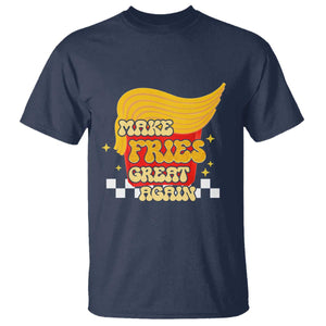Funny Fries T Shirt Make Fries Great Again Checkered TS10 Navy Print Your Wear