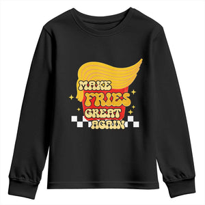 Funny Fries Youth Sweatshirt Make Fries Great Again Checkered TS10 Black Print Your Wear