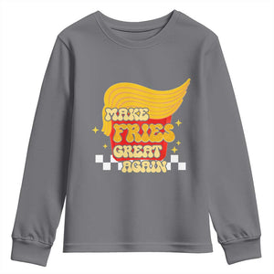 Funny Fries Youth Sweatshirt Make Fries Great Again Checkered TS10 Charcoal Print Your Wear