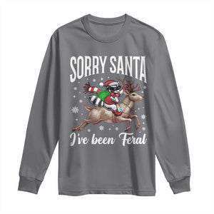 Christmas Raccoon Long Sleeve Shirt Sorry Santa I've Been Feral Funny Weird Xmas Gifts TS10 Charcoal Print Your Wear