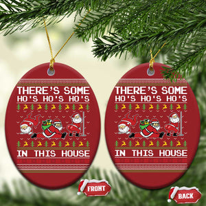 Funny Xmas Christmas Ornament There's Some Horrors In This House Sexy Santa Claus Ugly Xmas TS10 Oval Red Print Your Wear