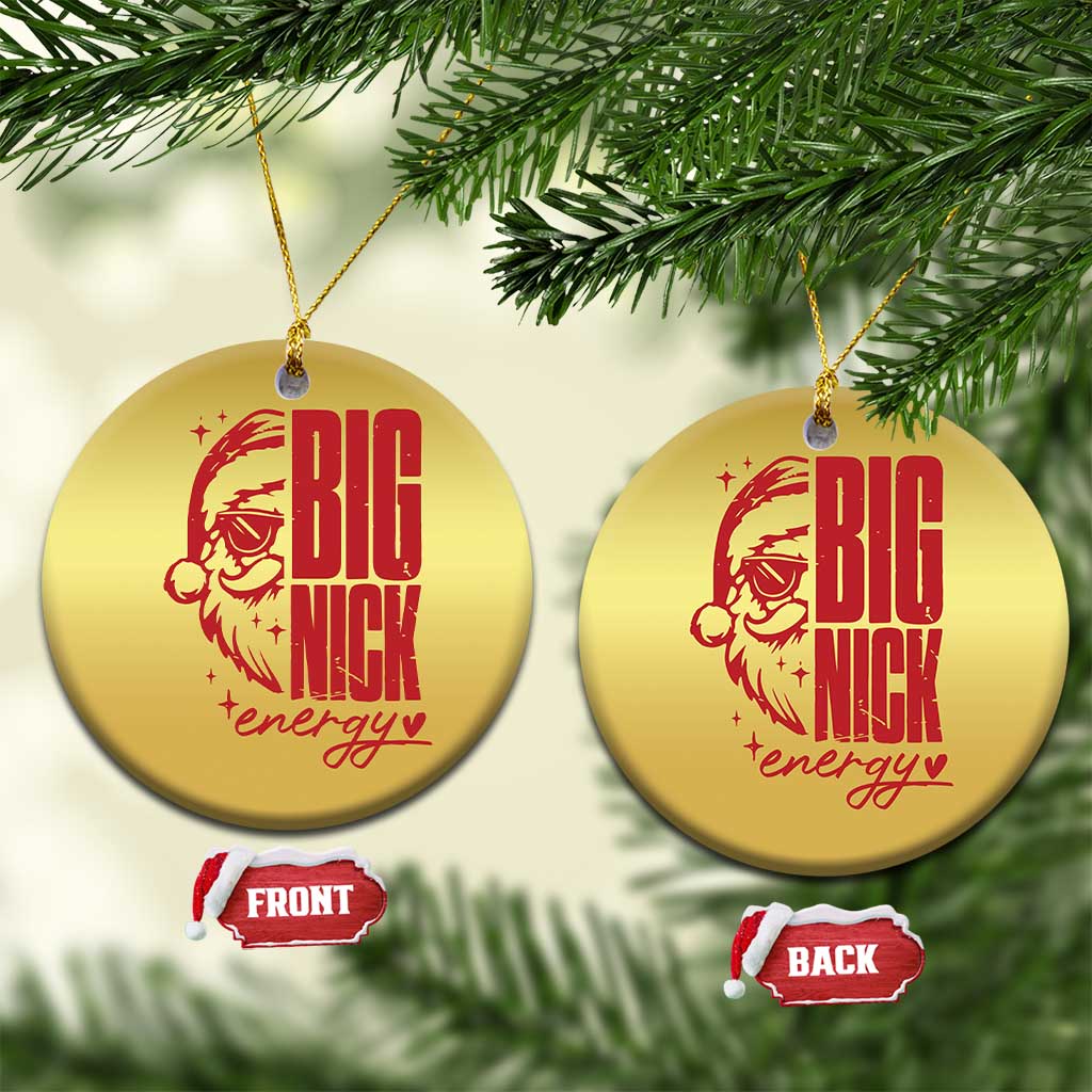 Santa Christmas Ornament Fun Retro Big Nick Energy TS10 Circle Gold Print Your Wear