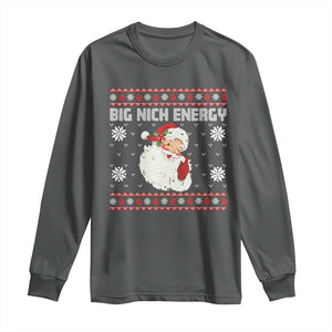 Christmas Santa Claus Long Sleeve Shirt Big Nick Energy Santa Ugly Xmas TS10 Dark Heather Print Your Wear