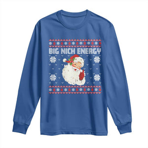 Christmas Santa Claus Long Sleeve Shirt Big Nick Energy Santa Ugly Xmas TS10 Royal Blue Print Your Wear