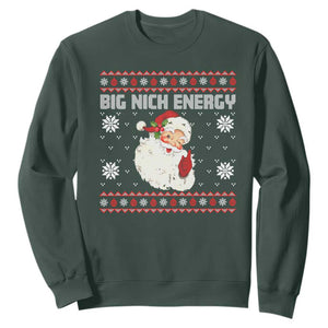 Christmas Santa Claus Sweatshirt Big Nick Energy Santa Ugly Xmas TS10 Dark Forest Green Print Your Wear