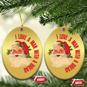 Santa Christmas Ornament Fun Retro I Love A Man With A Beard TS10 Oval Gold Print Your Wear