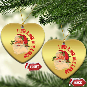 Santa Christmas Ornament Fun Retro I Love A Man With A Beard TS10 Heart Gold Print Your Wear