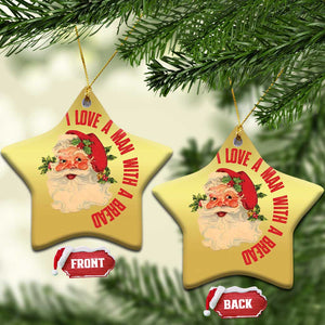 Santa Christmas Ornament Fun Retro I Love A Man With A Beard TS10 Star Gold Print Your Wear