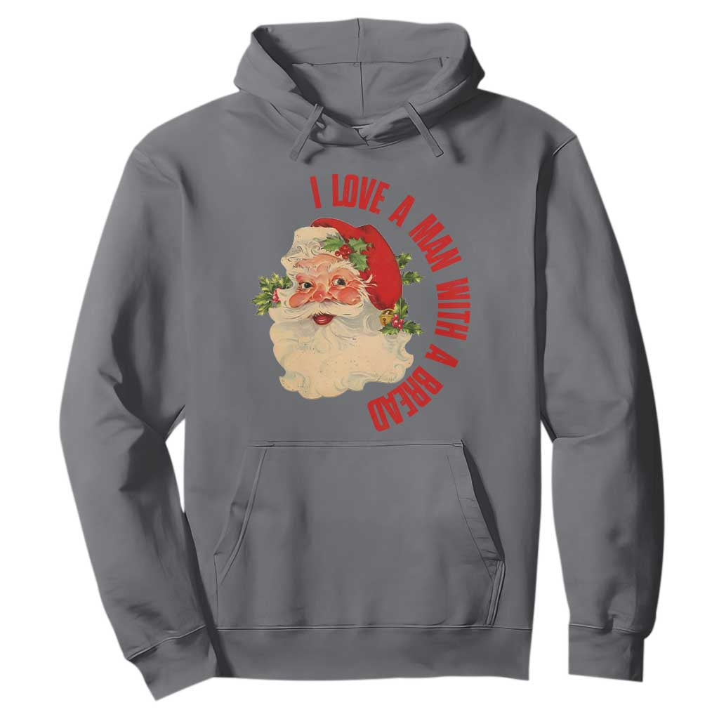 Christmas Santa Hoodie Fun Retro I Love A Man With A Beard TS10 Charcoal Print Your Wear