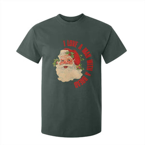 Christmas Santa T Shirt For Kid Fun Retro I Love A Man With A Beard TS10 Dark Forest Green Print Your Wear