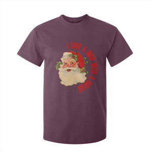 Christmas Santa T Shirt For Kid Fun Retro I Love A Man With A Beard TS10 Maroon Print Your Wear