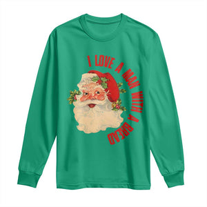 Christmas Santa Long Sleeve Shirt Fun Retro I Love A Man With A Beard TS10 Irish Green Print Your Wear