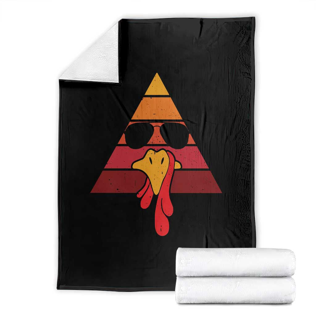 Funny Thanksgiving Throw Blanket Cool Turkey Face With Sunglasses Face Vintage Retro TS10 Black Print Your Wear
