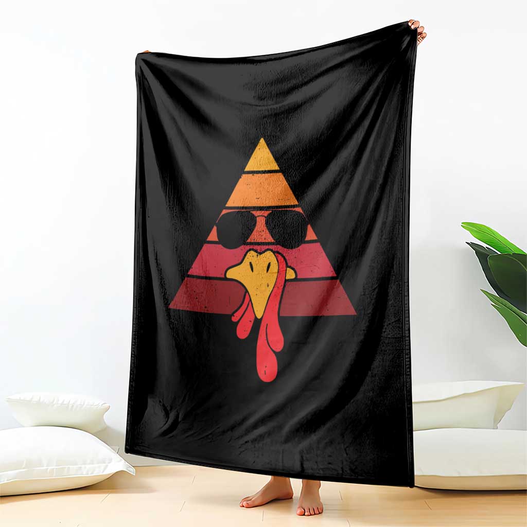 Funny Thanksgiving Throw Blanket Cool Turkey Face With Sunglasses Face Vintage Retro TS10 Print Your Wear