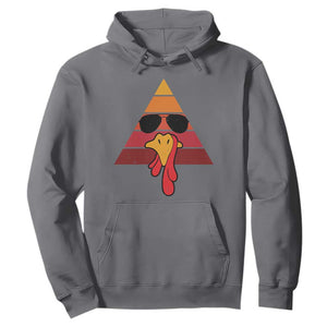 Funny Thanksgiving Hoodie Cool Turkey Face With Sunglasses Face Vintage Retro TS10 Charcoal Print Your Wear