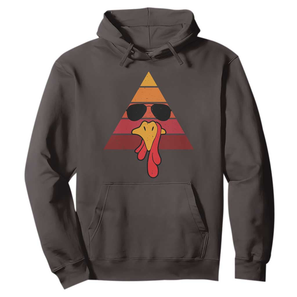 Funny Thanksgiving Hoodie Cool Turkey Face With Sunglasses Face Vintage Retro TS10 Dark Chocolate Print Your Wear