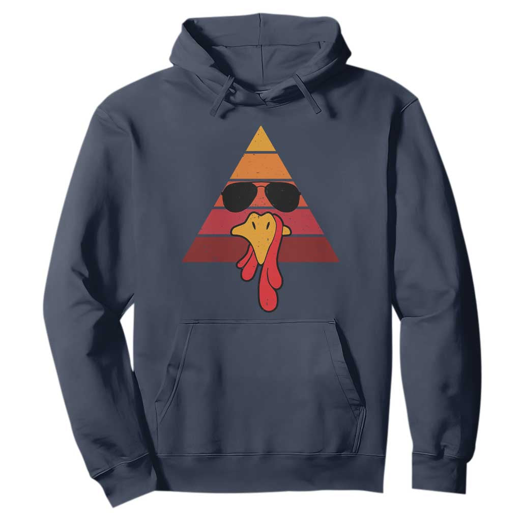 Funny Thanksgiving Hoodie Cool Turkey Face With Sunglasses Face Vintage Retro TS10 Navy Print Your Wear