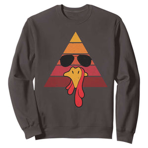 Funny Thanksgiving Sweatshirt Cool Turkey Face With Sunglasses Face Vintage Retro TS10 Dark Chocolate Print Your Wear