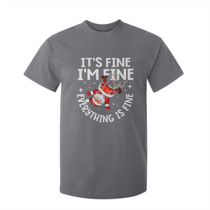 Funny Christmas Santa T Shirt For Kid It's Fine I'm Fine Everything Is Fine TS10 Charcoal Print Your Wear