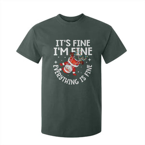 Funny Christmas Santa T Shirt For Kid It's Fine I'm Fine Everything Is Fine TS10 Dark Forest Green Print Your Wear