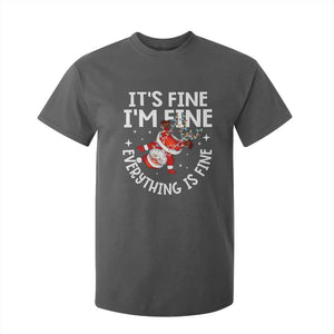 Funny Christmas Santa T Shirt For Kid It's Fine I'm Fine Everything Is Fine TS10 Dark Heather Print Your Wear