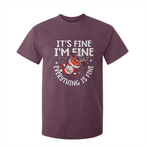 Funny Christmas Santa T Shirt For Kid It's Fine I'm Fine Everything Is Fine TS10 Maroon Print Your Wear