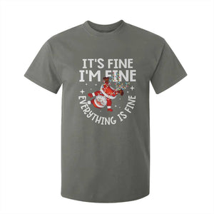 Funny Christmas Santa T Shirt For Kid It's Fine I'm Fine Everything Is Fine TS10 Military Green Print Your Wear