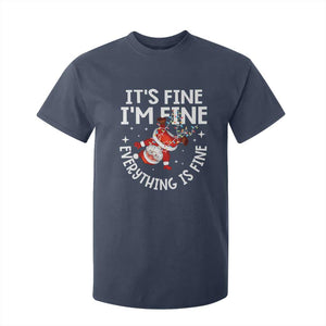 Funny Christmas Santa T Shirt For Kid It's Fine I'm Fine Everything Is Fine TS10 Navy Print Your Wear