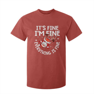 Funny Christmas Santa T Shirt For Kid It's Fine I'm Fine Everything Is Fine TS10 Red Print Your Wear